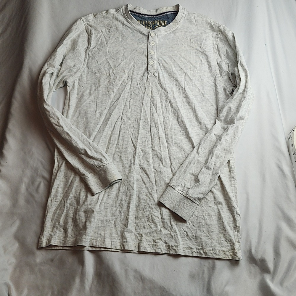 Weatherproof Vintage Henley Long Sleeve Shirt Heather Gray Cotton Men's Size XL